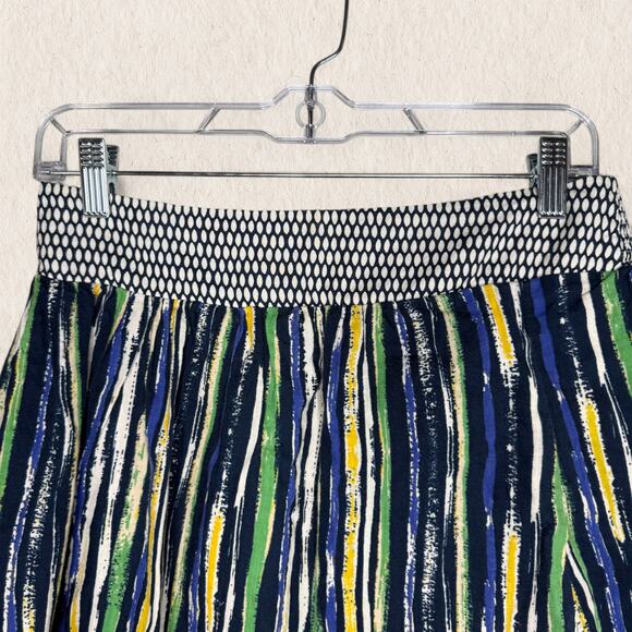 Anthropologie Porridge Striped Mini Skirt Size 6 Contrast Waistband Artsy Boho - Picture 2 of 8